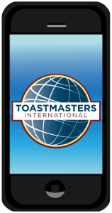 Image: Cell phone displaying Toastmasters logo